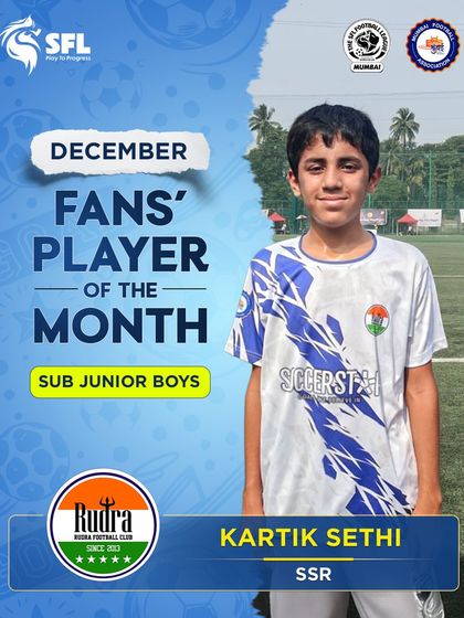 Congratulations to Kartik Sethi, our December Fans' Player of the Month for the Sub Junior Boys category. His performances stood out all month.