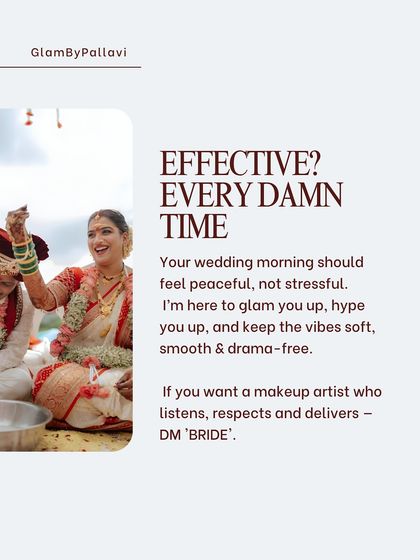 Your wedding morning should be peaceful, not stressful. I'm here to glam you up, hype you up, and keep the vibes soft and drama-free.
