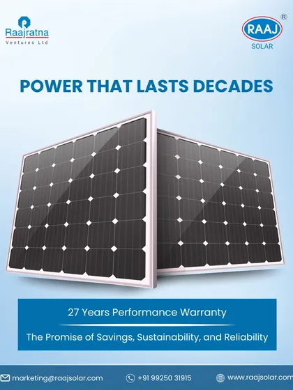 We promise power that lasts for decades. Our solar modules come with a 27-year performance warranty, guaranteeing long-term savings, sustainability, and reliability for your home or business.
