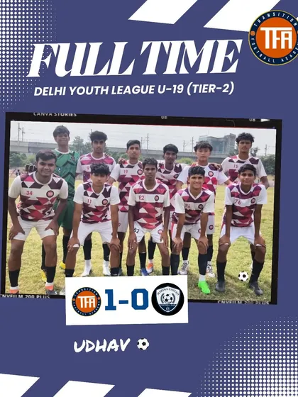 A hard-fought 1-0 win for my U-19 team in the Delhi Youth League, demonstrating our ability to secure results in tight matches.