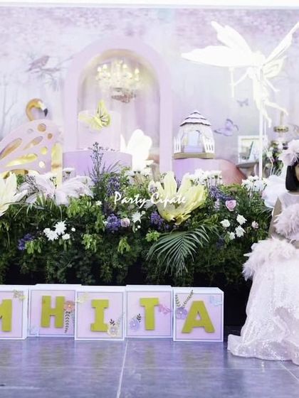 The birthday girl Samhita, looking like a princess in her enchanted garden. It brings me so much joy to see the children enjoying the worlds we create for them.