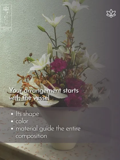 Your arrangement starts with the vessel. Its shape, color, and material guide the entire composition, a fundamental principle of good floral design.