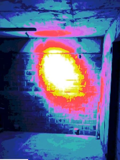 Another thermal map demonstrating how our lights will wash a wall. This kind of technical analysis helps us predict exactly how the light will behave, eliminating guesswork and ensuring a flawless final installation.