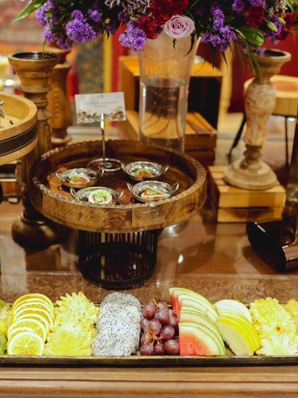 A full view of the appetizer and fruit spread, demonstrating how I create an abundant and inviting display for guests.