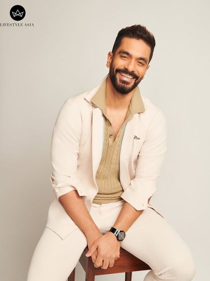 A candid shot of Angad Bedi, looking dapper and relaxed in our Doree collection.