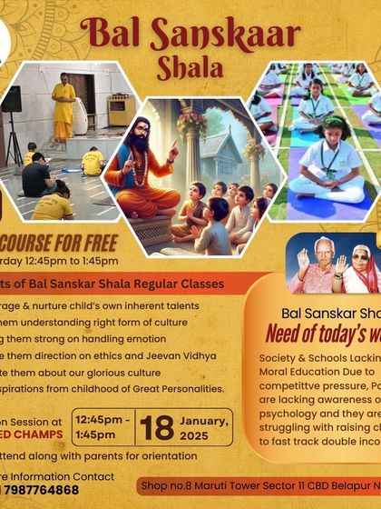 This poster announced the orientation for my free Bal Sanskaar Shala program, held in association with Gayatri Parivaar. My goal is to provide children with moral education that is often missing in a competitive academic world.