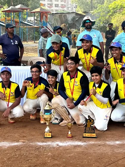 Flashback to the PTPL 2023 U-14 finals, with the champion Yellow Team celebrating their victory. We have a strong history of competitive junior cricket tournaments.