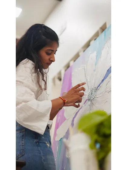 Another angle showing the detail and care that goes into each textured painting. My art is a journey, and pieces like this from the "Let it Blossom" series are milestones along the way.