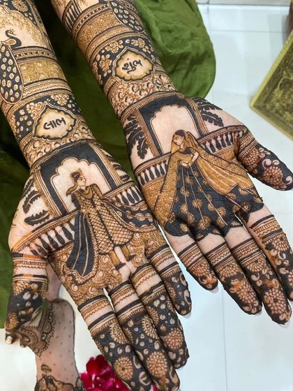 A closer look at the bride and groom figures, showcasing the shading and detail that bring the characters to life.