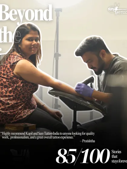 "Highly recommend Kapil and Sam Tattoo India to anyone looking for quality work, professionalism, and a great overall tattoo experience." Pratishtha, a happy client.