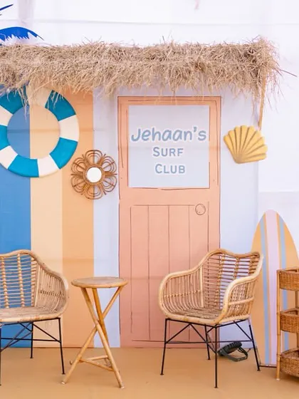 I believe every event needs a great photo opportunity. This custom "Surf Club" photo booth was a huge hit, creating a fun, branded space for guests to capture memories. I can design a similar concept tailored to your company's brand and theme.