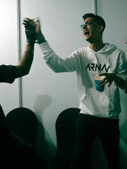 A candid moment backstage with the Daaku Duo. I enjoy linking up and collaborating with other artists to create a great show experience from start to finish.