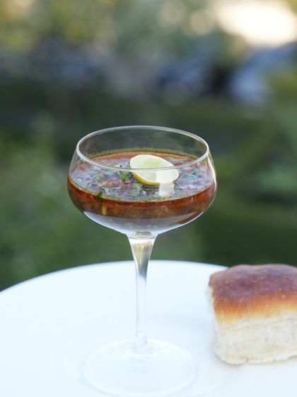 Our modern presentation of Misal Pav, part of a special street food pop-up. The flavours are authentic, but the presentation is pure Rooh.