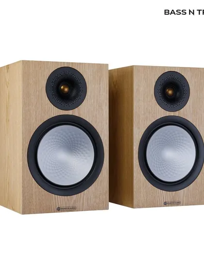 The Silver 100 7G in a natural oak finish, perfect for interiors with a lighter, more organic feel. High-performance audio that complements your style.