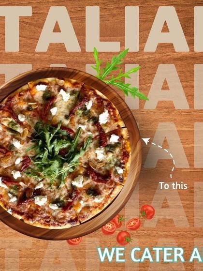 A delicious Italian pizza with fresh toppings. We cater all kinds of events, bringing authentic, plant-based Italian flavors to your party.