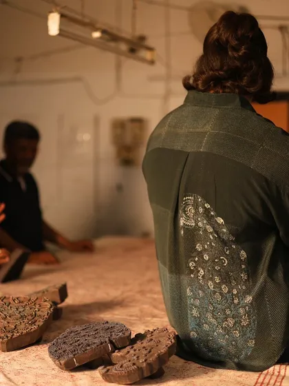 A piece from our Festive Edit '24, this hand-printed shirt blends artisanal heritage with versatile style. We reimagined vintage South Indian motifs on natural fabrics to create contemporary silhouettes perfect for the festive season and beyond.