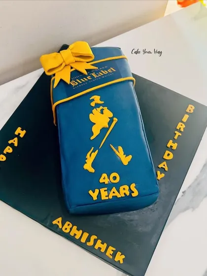 Aged to perfection. A Johnnie Walker Blue Label bottle cake for a 40th birthday celebration.