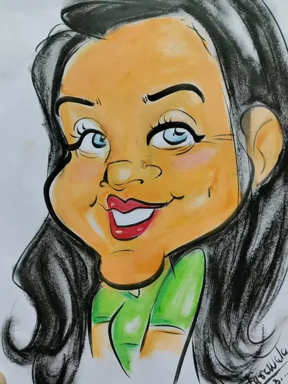 A lovely color portrait. I use soft coloring to give a warm and friendly feel to the caricature.