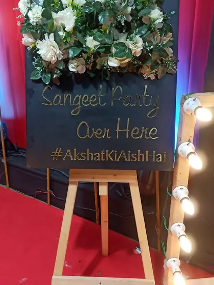 The welcome sign for the sangeet party. It's all in the details.