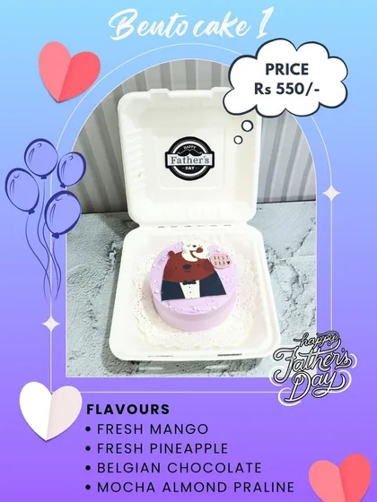 A sweet treat for Father's Day. This graphic shows our special offer, including a cute "We Bare Bears" themed bento cake, available in multiple delicious flavors.