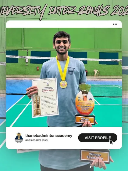 Atharva Joshi with his Gold Medal in the Individual Singles category at the University Inter-Zonals 2024.