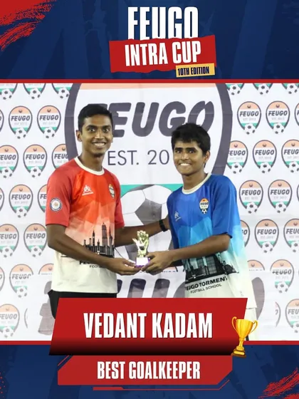 Vedant Kadam, who earned the Best Goalkeeper award for his crucial saves in the U-15 Intra-Cup.