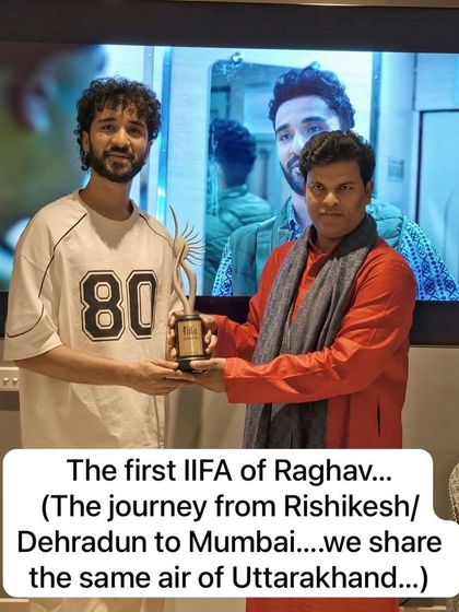With actor and dancer Raghav Juyal, celebrating his first IIFA award. We share a similar journey from the Himalayas to Mumbai, and it is wonderful to see him succeed.
