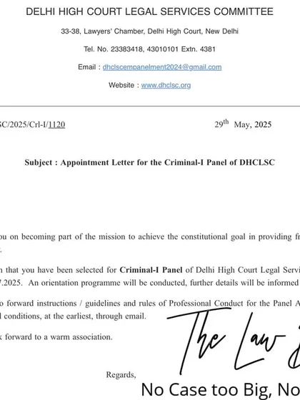 This appointment to the Criminal Panel-I of the Delhi High Court Legal Services Committee was a significant milestone. It represents years of dedication and qualifies me to handle the most serious criminal cases, an experience I share with my mentees.