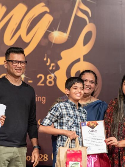 A proud moment for this young finalist, receiving his award. We encourage all our students to participate and gain valuable stage experience.