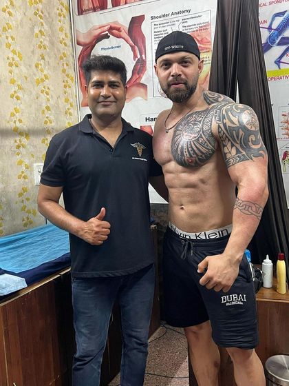 With a client who is happy with his recovery progress.