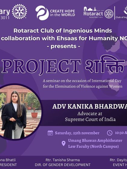 I was honored to be invited as a speaker for 'Project Shakti', a seminar on the elimination of violence against women. Spreading awareness is the first step towards creating a safer society.