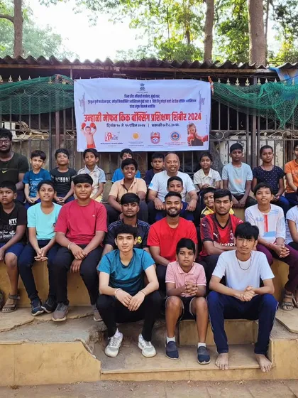 The team and participants on the third day of the Gurukul Kruti Foundation Trust's free kickboxing camp. It is an honor to bring together so many enthusiastic individuals to learn and grow with us.