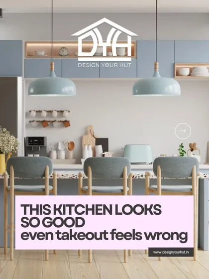 I aim to create kitchens that look so good, ordering takeout feels wrong. This pastel blue kitchen with a terrazzo countertop and modern pendant lights is designed to be a happy, inspiring space you actually want to spend time in.