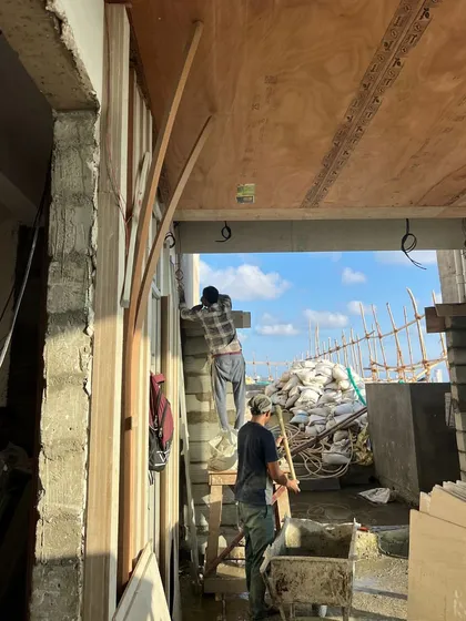 On-site work at the 6 Crystal Walkeshwar project. The raw structure, with the stunning view of the Back Bay and Marine Drive skyline, is a powerful source of inspiration. We are shaping this design to honor and reflect this incredible vista.