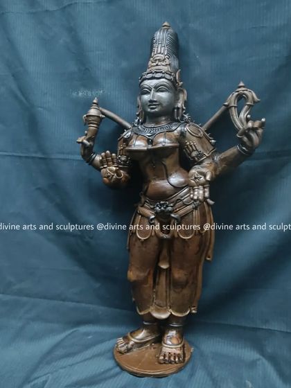 A full view of the Bhuvaneswari wax model. This piece stands as a testament to the detailed hand-sculpting that precedes every bronze icon we create.