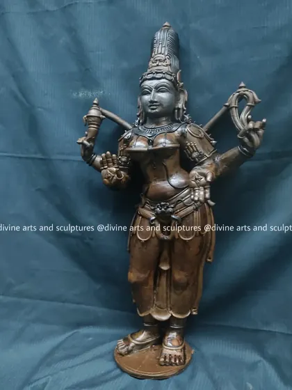A full view of the Bhuvaneswari wax model. This piece stands as a testament to the detailed hand-sculpting that precedes every bronze icon we create.