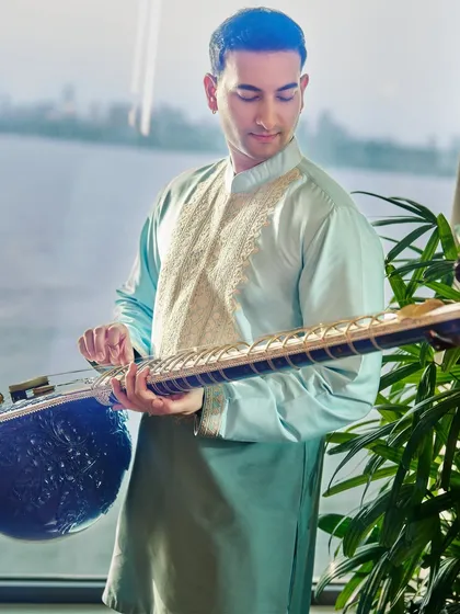 Playing my sitar for Ganpati Bappa during a Ganesh Chaturthi celebration in Mumbai. It was an honor to perform at the celebration hosted by the Ambani family.