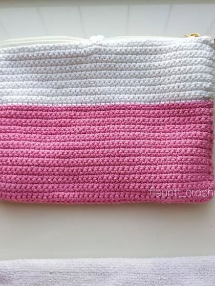 Here is the pink and white pouch before I added the charms. You don't have to carry a boring pouch when you can style your own.