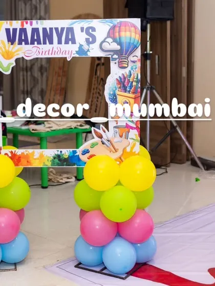 A fun, interactive photo frame designed for an Art and Paint themed party, allowing guests to take memorable pictures.