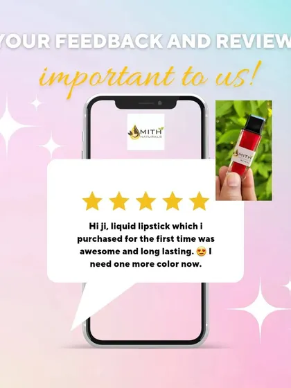 A wonderful review for my homemade liquid lipstick. The customer found it awesome and long-lasting and is already planning to buy another color.