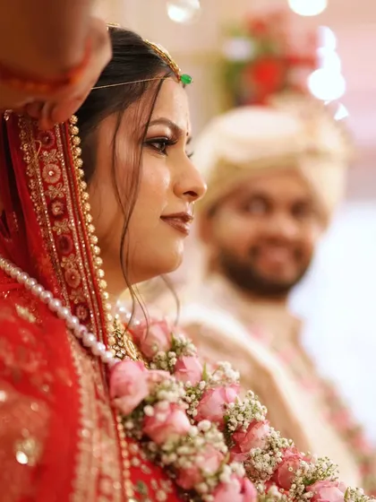 A beautiful candid moment from the ceremony. Notice how the makeup looks soft and defined, not heavy, even in professional photos.
