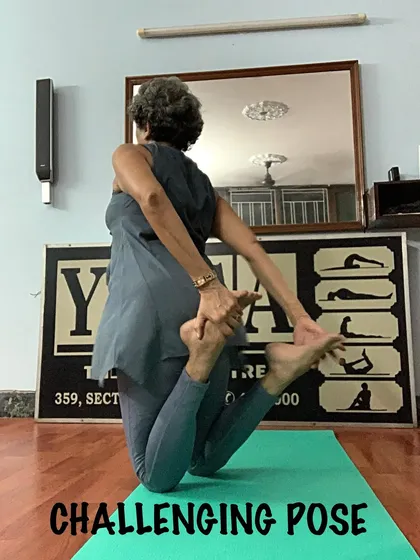 This challenging kneeling backbend requires balance, flexibility, and strength, all of which we build in my classes.