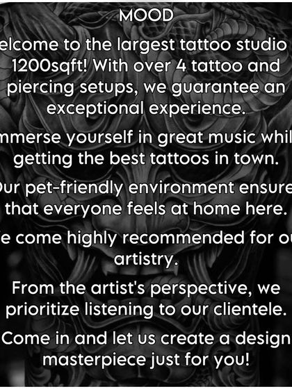 Welcome to our 1200 sq ft studio. With multiple setups, great music, and a pet-friendly environment, we ensure an exceptional and comfortable experience for everyone.