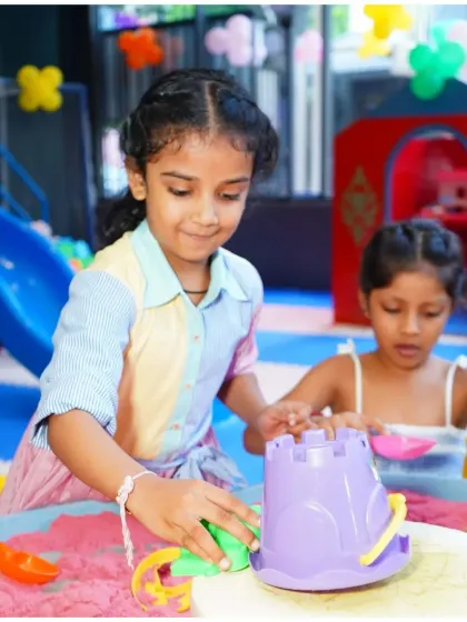 Kids get to enjoy different sensory activities, like playing with kinetic sand, which is always a fun and engaging option.