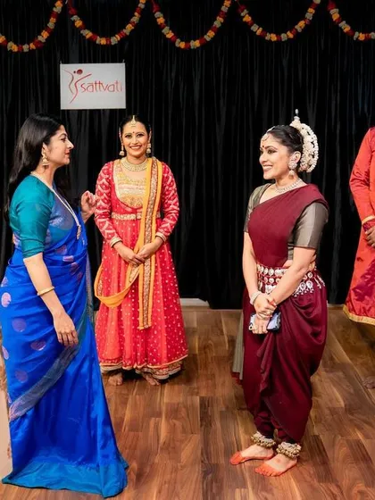 My guru, Smt. Nirupama Rajendra, sharing her wisdom during our first-anniversary event. I am eternally grateful for her guidance and blessings.