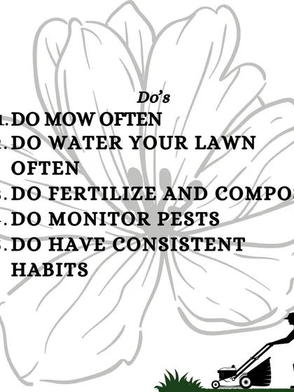 Here are five key things you should DO for a healthy lawn: mow often, water correctly, fertilize, monitor for pests, and maintain consistent habits.