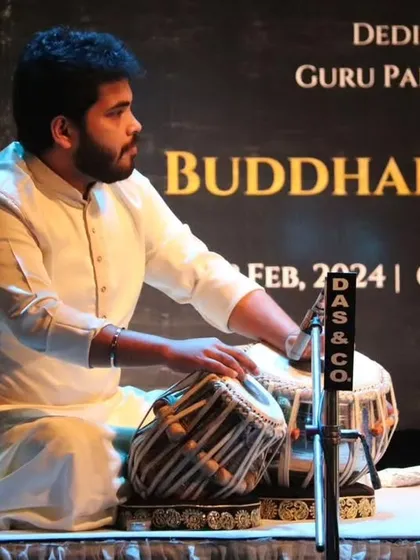 A moment of quiet reflection during the tribute concert for Pandit Budhhadeb Dasgupta ji. The legacy of the gurus is what fuels our passion.