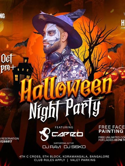 The official poster for a Halloween Night Party at Hydra. I love themed events where everyone gets into character, and I get to play a spookier, harder set.