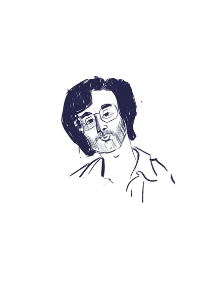 A digital ink sketch of another character from "Black Warrant."