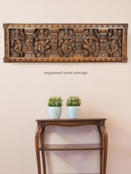 A 36-inch wooden Apsara panel, identical to a previous one, shown here to emphasize its availability and consistent quality.